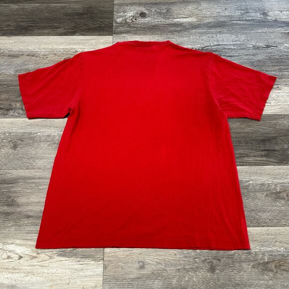 Vintage Nautica  T-Shirt Bright Red Mens L Brand Logo Spellout Flags Graphic 90s - Picture 3 of 10